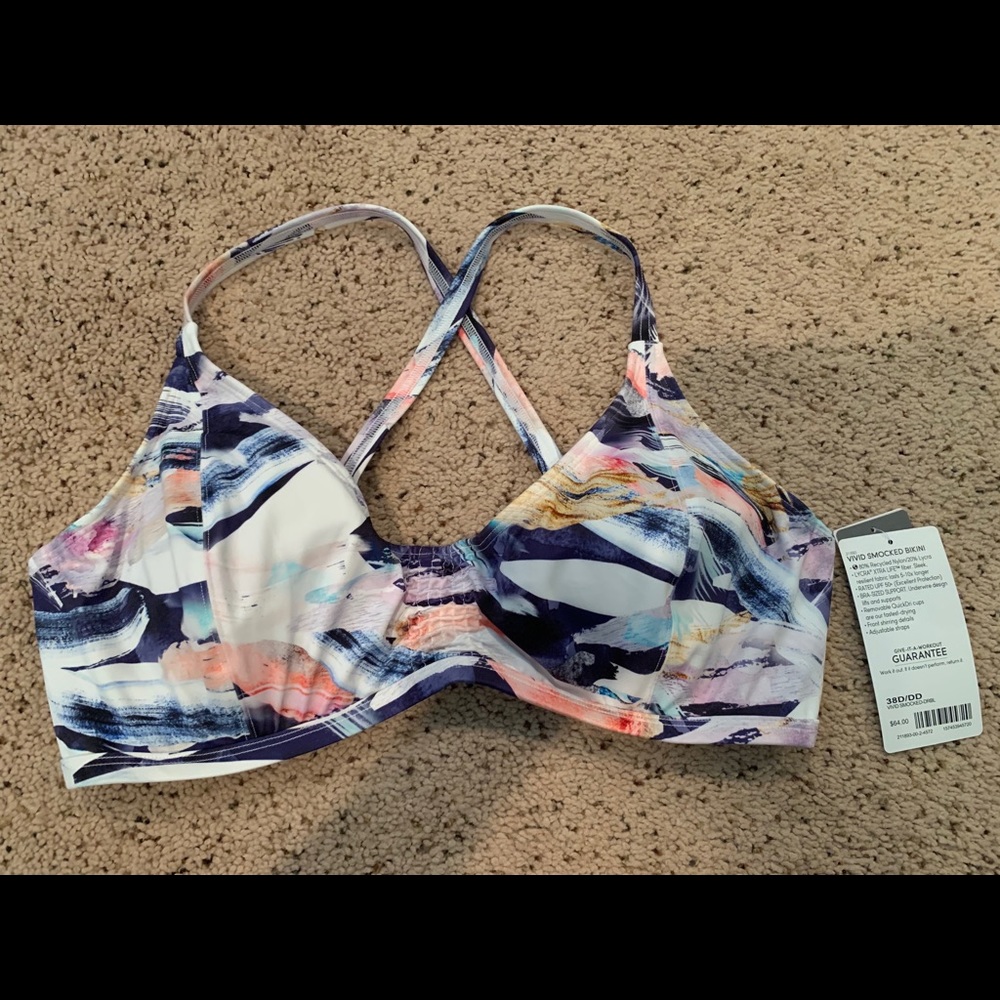 Athleta Vivid Smocked Bikini Size 38 D/DD